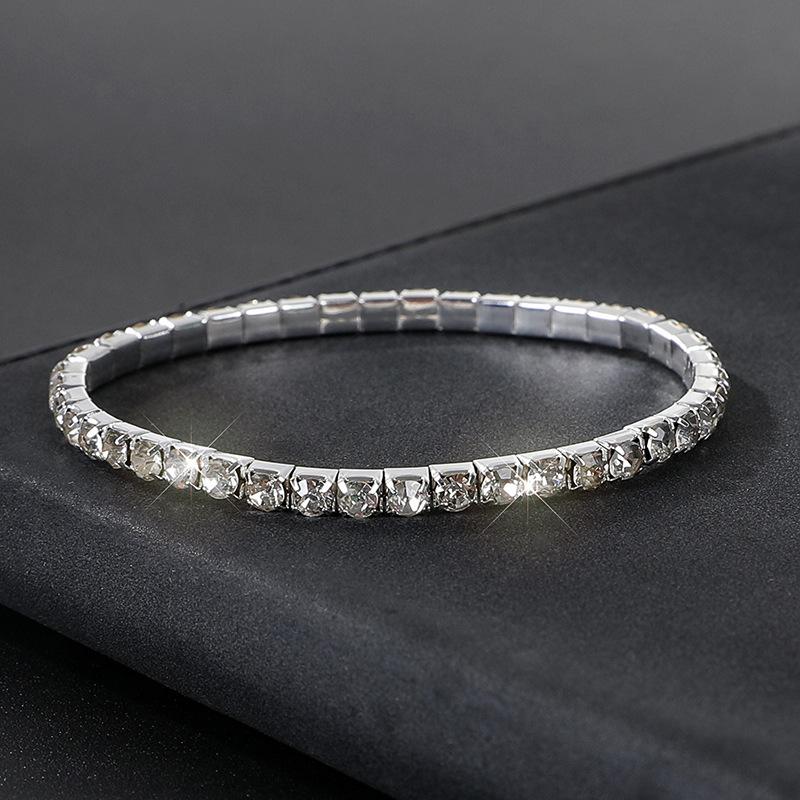 Crystal bracelet full diamond single row elastic bracelet bridal versatile rhinestone bracelet claw chain diamond bracelet women