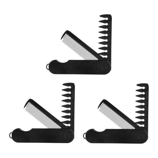 Folding 2 in 1 Hair Comb for Men Fluffy Texture Styling Comb Voluminous Wide Toothed Pocket Comb for Travel Everyday Hair Beard Mustache Grooming