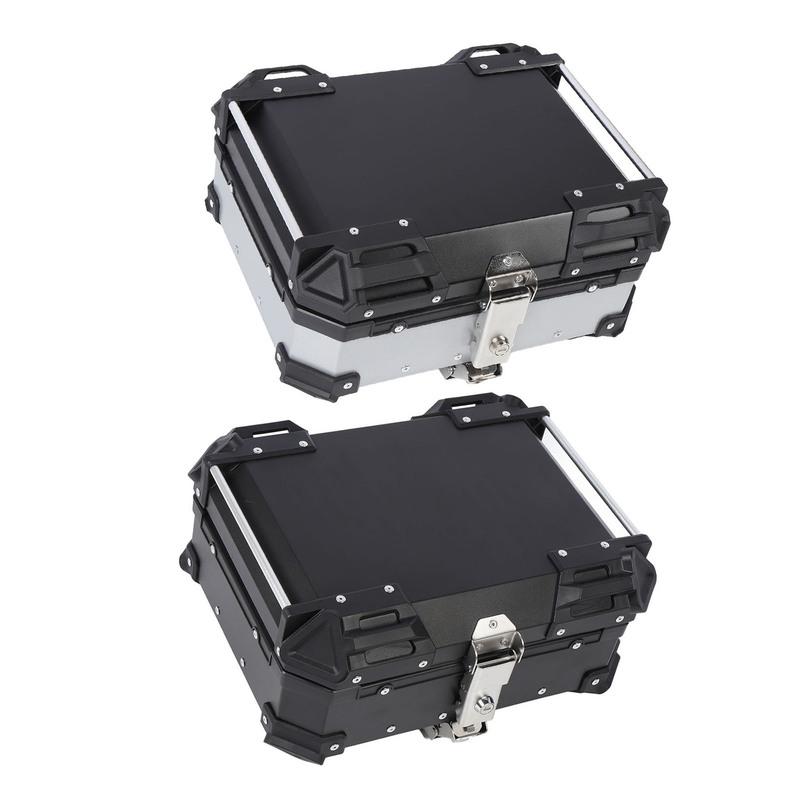 Rear Top Case Aluminum Alloy Water Resistant Fit Motorcycle Top Box Shockproof with Safety Lock for Helmet Luggage