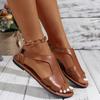 Fashion Women's Bag Heel Sandals 2024 Summer Fashionable and Comfortable Open Toe Flat Beach Shoes Casual Solid Color Women's Sandals