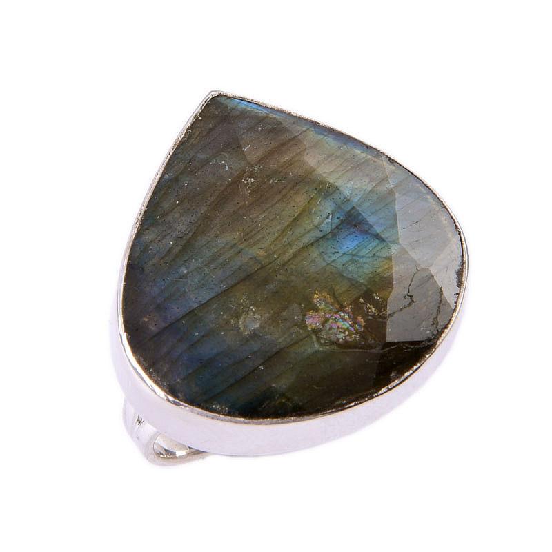 Natural Labradorite Gemstone 925 Solid Sterling Silver Jewelry Ring Size 10 U6j17
