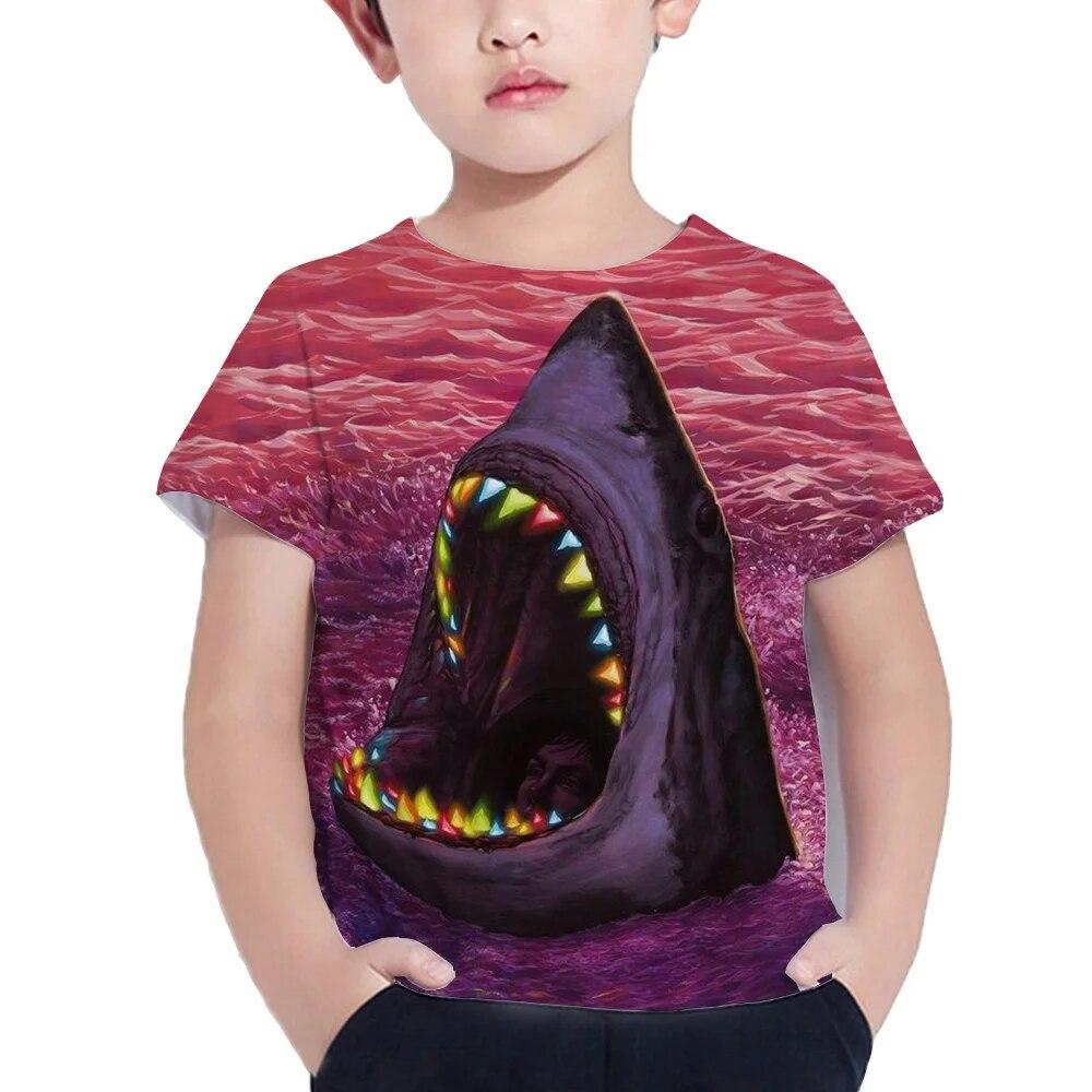 Shark Tshirt Kids Clothes Summer Animals Blue Sea T-Shirt For Boy Tee Shirt Children Top 2026 Short Sleeve 3d Print Girls Tees