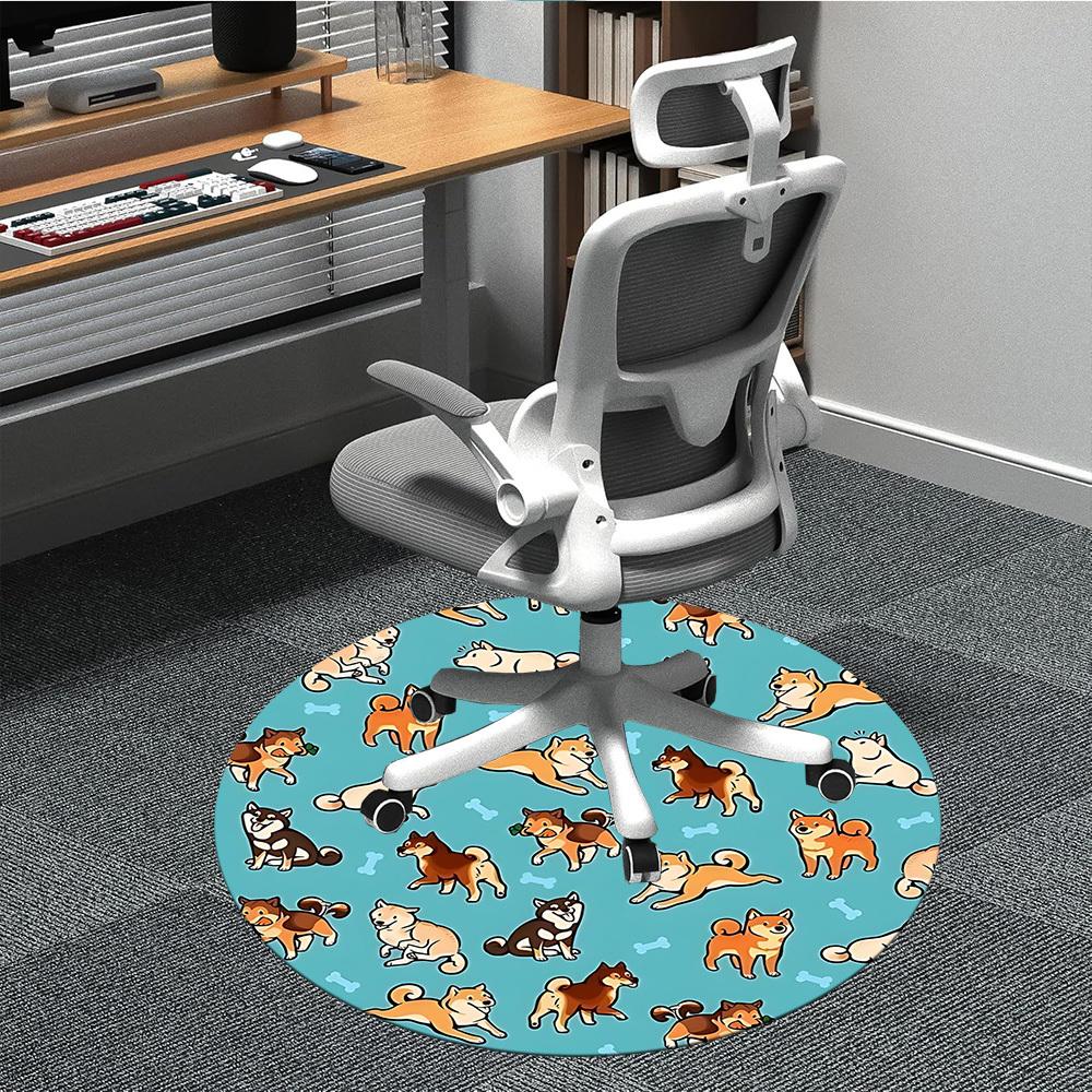 1PC Dogs Bones Cute Office Round Area Rug, Mat Suitable For Office, Under Office Chairs Bedroom Living Room Home Decor, Room Deco