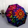 Vibrant Rainbow Lotus Mandala Wall Art Decor Umbrella, Cute Umbrella with Cute Design, Portable 3-Fold Compact Umbrella for Men & Women, Valentine's D