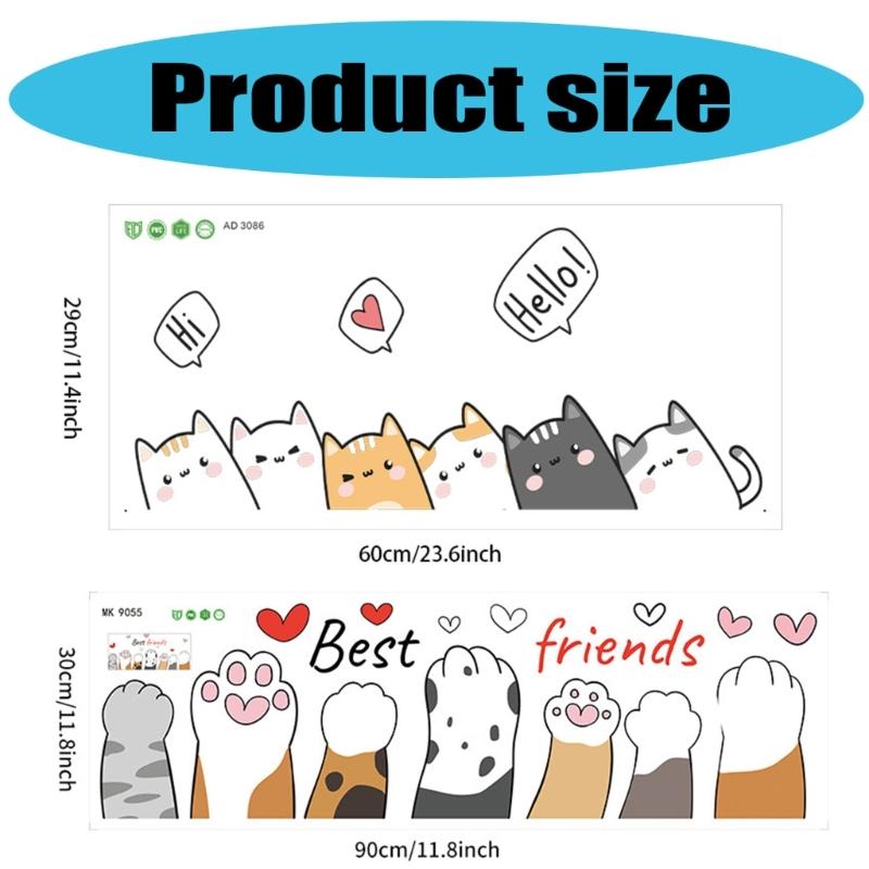 Cartoon Kitten Stacking Door Sticker for Kids Room Nursery Decors Easy to Apply Removable PVC Decal Wall Decoration