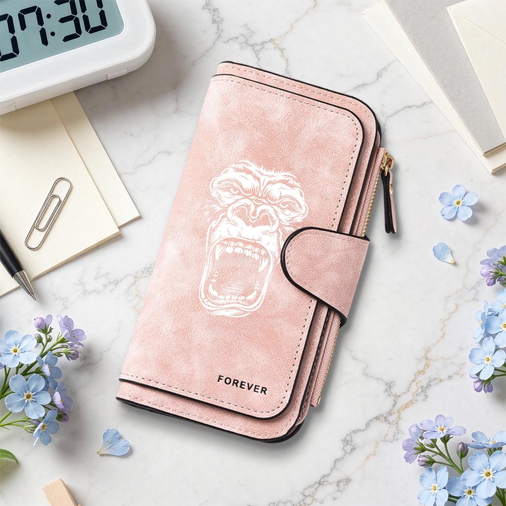 Gorilla Pattern Long Wallet Stylish Durable Card Cash Holder Casual Daily Portable Purse