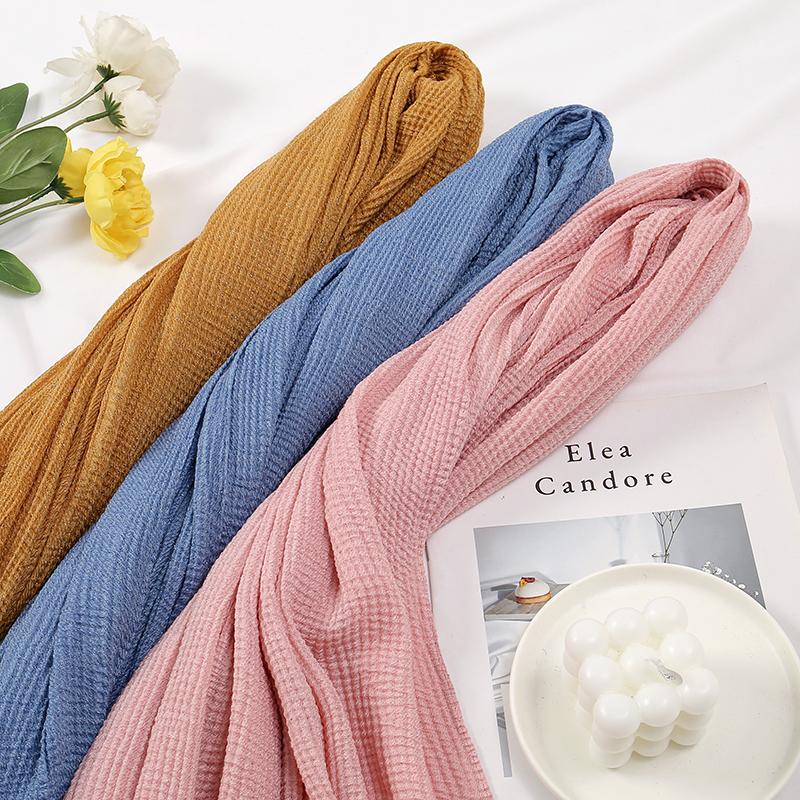 New Crinkle Cotton Hijab Scarf Women Turban Muslim Shawl Plain Bandana Breathable Women's Shawls Foulard Glitter Hijabs Ramadan
