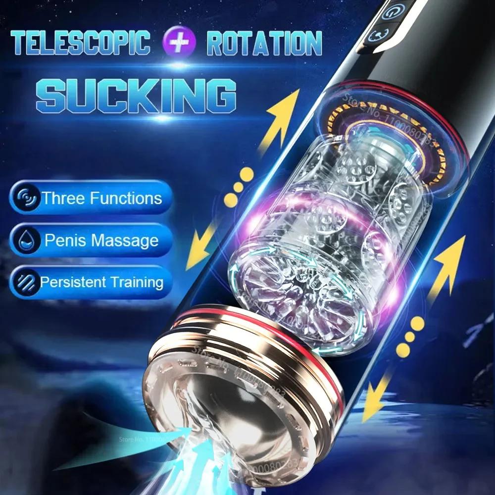 Automatic Telescopic Rotation Male Masturbator Cup Vagina Sucking Blowjob Sex Machine For Men Pocket Heating Masturbation Toys