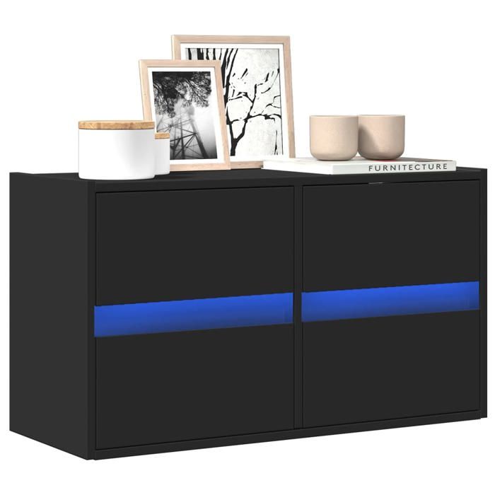 VidaXL Wall-mounted TV Cabinet with LED Lights Black 80x31x35 Cm, Wall-mounted TV Unit, Floating TV Unit, Wall-mounted TV Stand, 852286