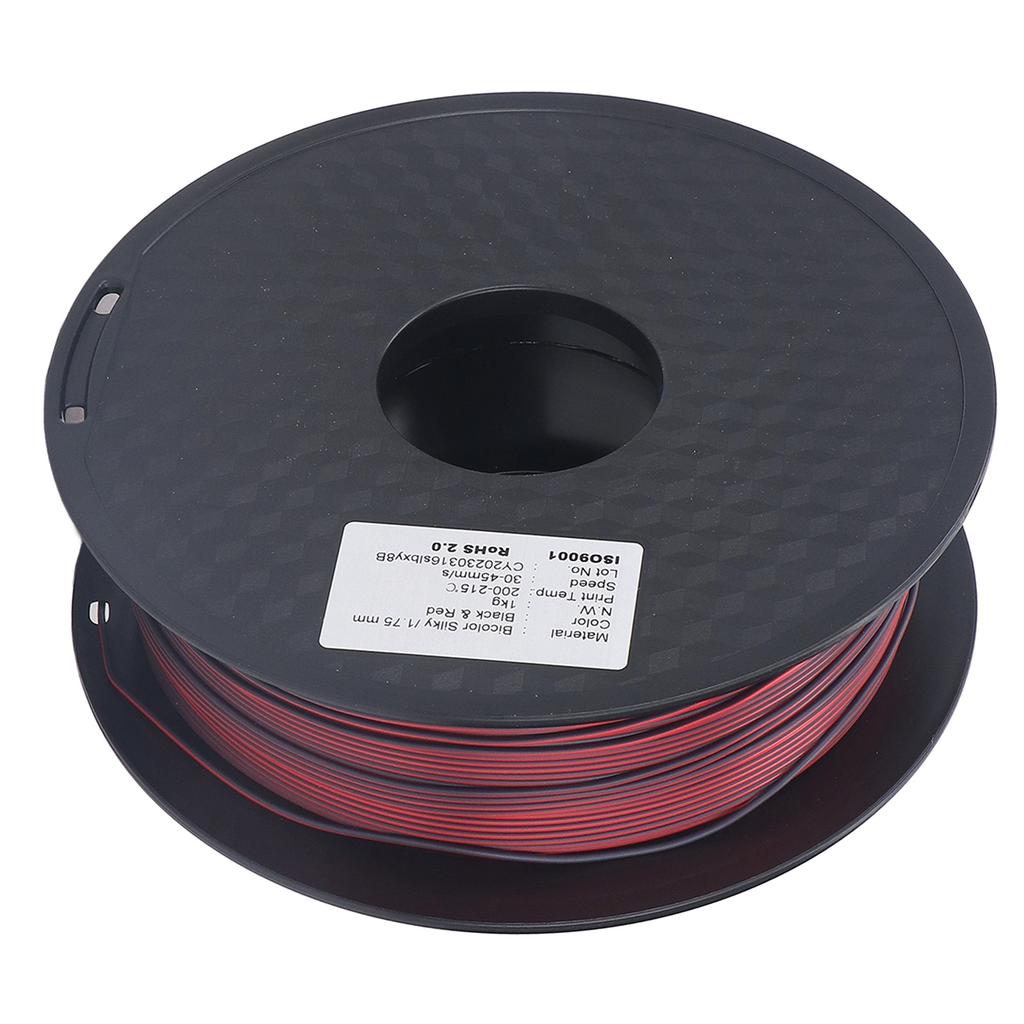 3D Printing Consumable 1.75mm PLA Filament Black Red 2 Color Eco Friendly Consumable Filament