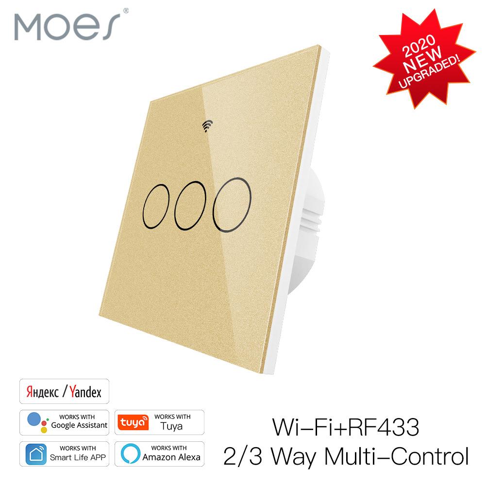 MOES WiFi Wall Touch Smart Light Switch RF Wireless Smart Life/Tuya 2/3 Way Muilti-Control Association