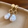 French Retro Silver Needle Irregular Pearl Stud Earrings Elegant Temperament Gentle Earrings Light Luxury High-end Versatile Earrings