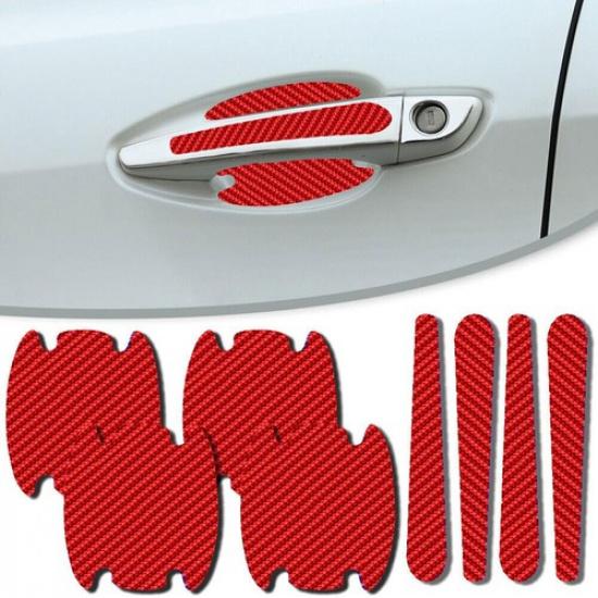 8x Red Car Door Handle Bowl Decal Anti Scratch Sticker Protector Cover Protector