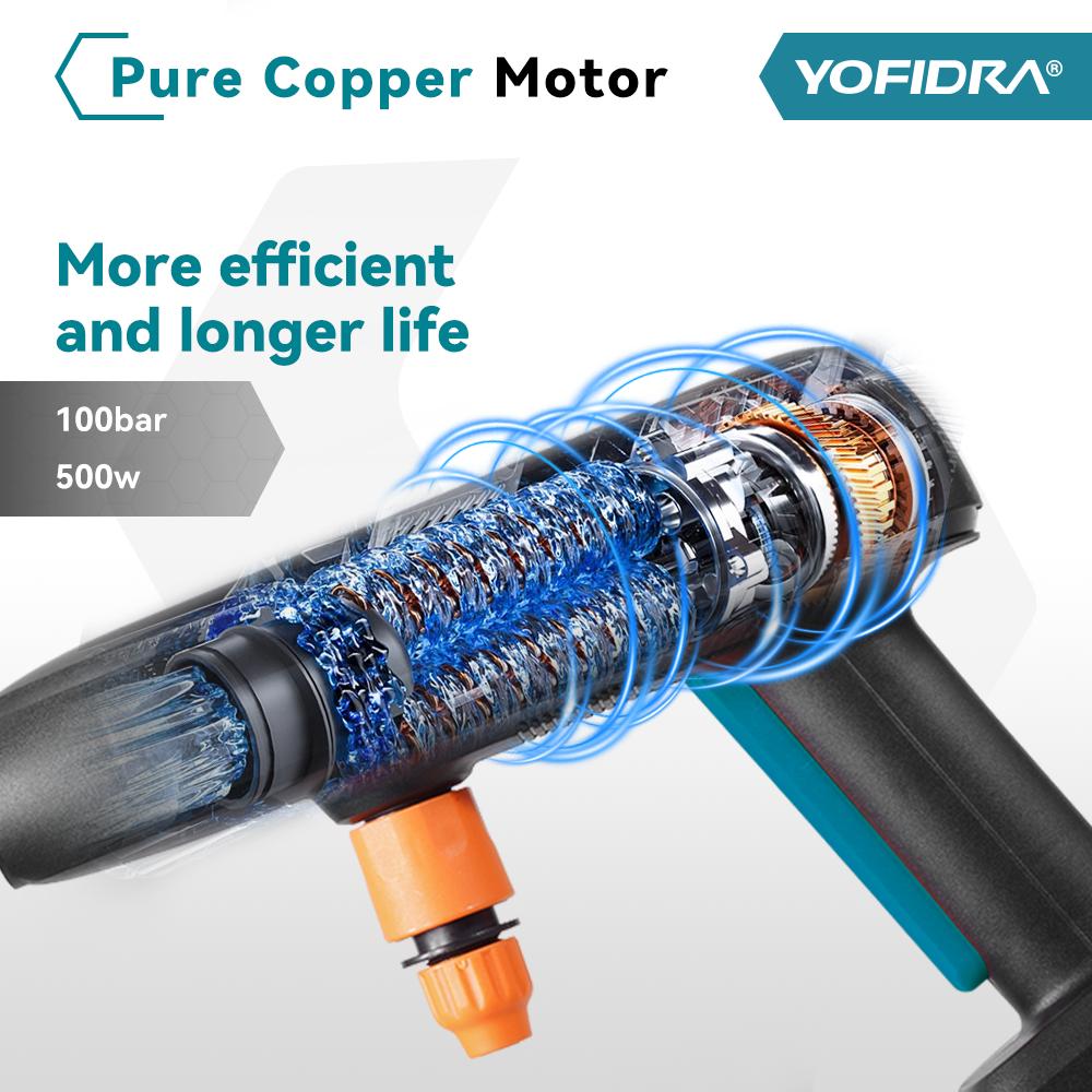 Yofidra 6 IN 1 High Pressure Car Washer Gun with Water Tank Portable Cleaning Tool Garden Spray Gun For Makita 18V Battery Pins