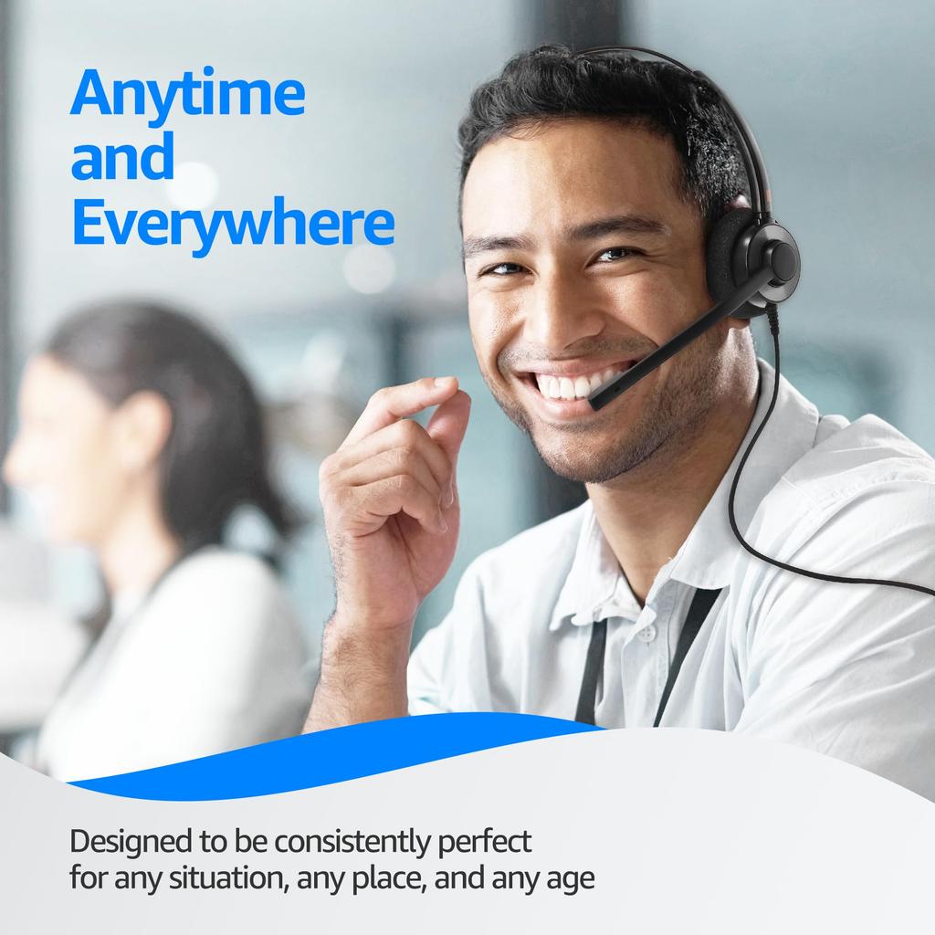 IPD Professional Mono Noise Canceling Headset with U10P Cable for Compatible with Polycom Mitel and Many Other IP Phones IPH-160 Office/Call Center,