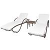 Vidaxl Sun Loungers with Table, 2 Pcs, Poly Rattan, Brown