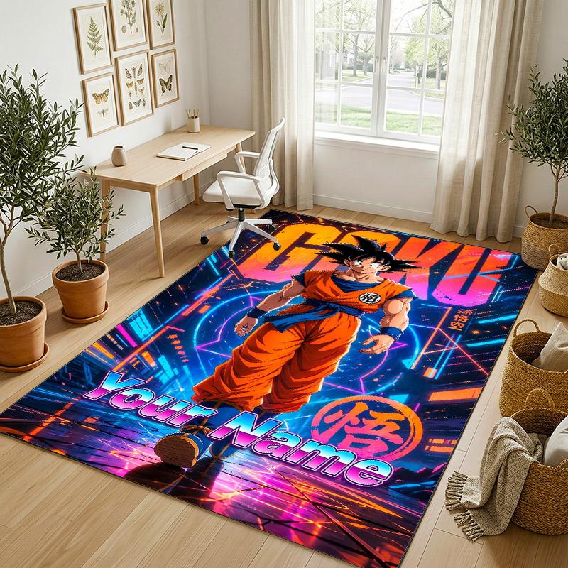 Personalized Crystal Velvet Carpet,Dragon Ball Custom Printed Name, Plush Area Rug For Home Indoor Decor
