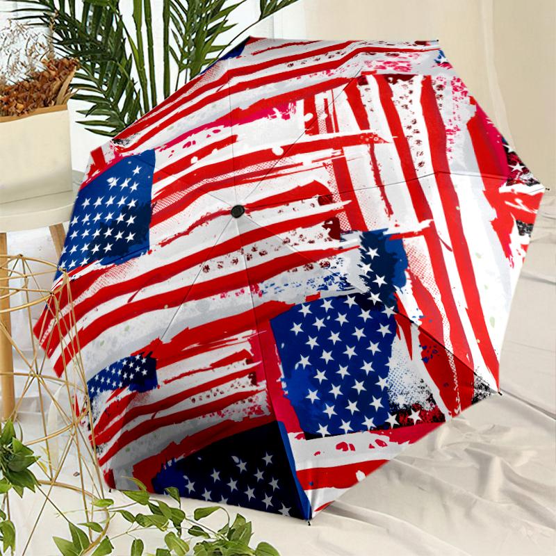 American Flag Fashionable Automatic Opening/Closing Folding Umbrella. Portable and Foldable, Ideal for Gift, Travel, and Daily Use