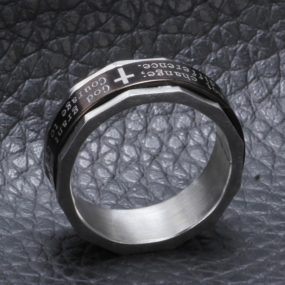 8MM Roterande Kors Rostfritt Stål Ring Minimalistiska Mode Smycken för Män Kvinnor