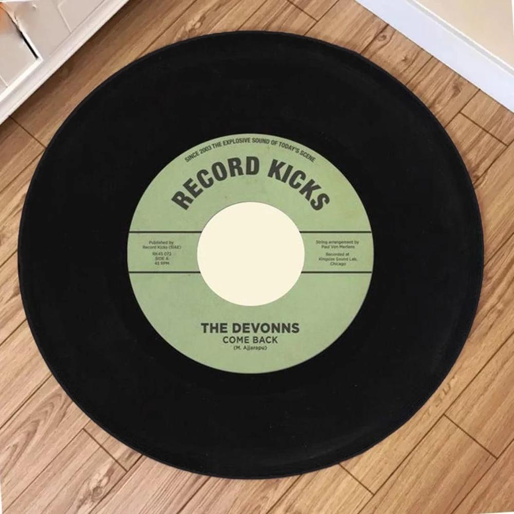 Vinyl Record Round Carpet Music CD Game Room Mat Living Room Area Carpet Bedroom Anti-Slip Soft Pad Home Decoration