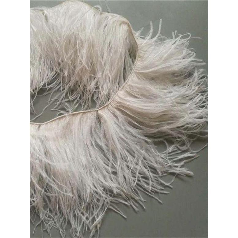 Feather1Meter White Ostrich Feathers Trim Fringe 10-15/15-18/18-22cm Plumes Ribbon For Wedding Crafts Dress Sewing  Party Accessories
