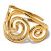 Elegant Swirl Designs 18K Gold Plated Stainless Steel Ring Jewelry For Women Accessory Finger Accessories