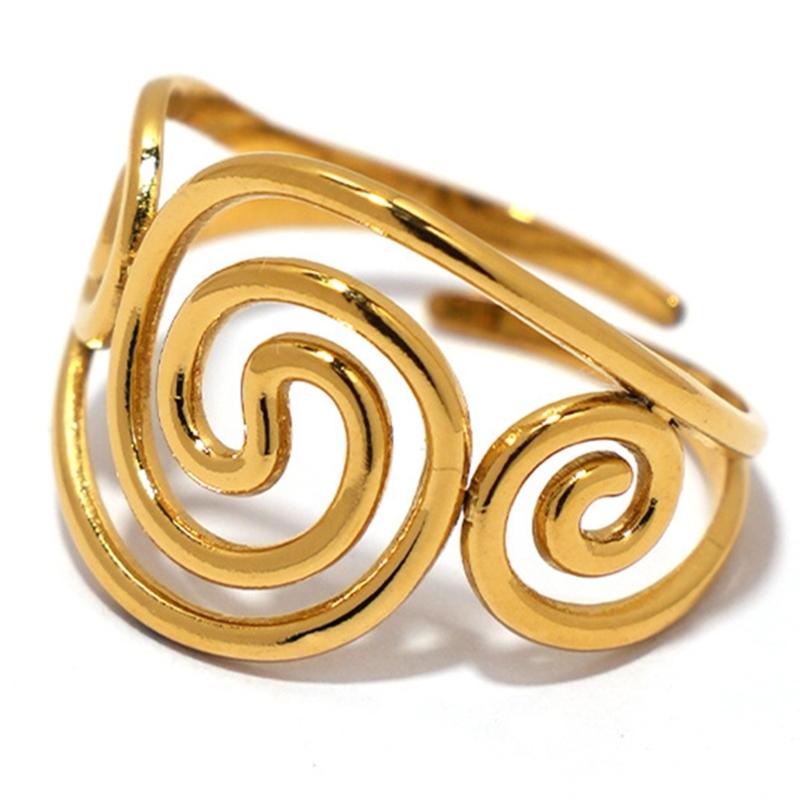 Elegant Swirl Designs 18K Gold Plated Stainless Steel Ring Jewelry For Women Accessory Finger Accessories