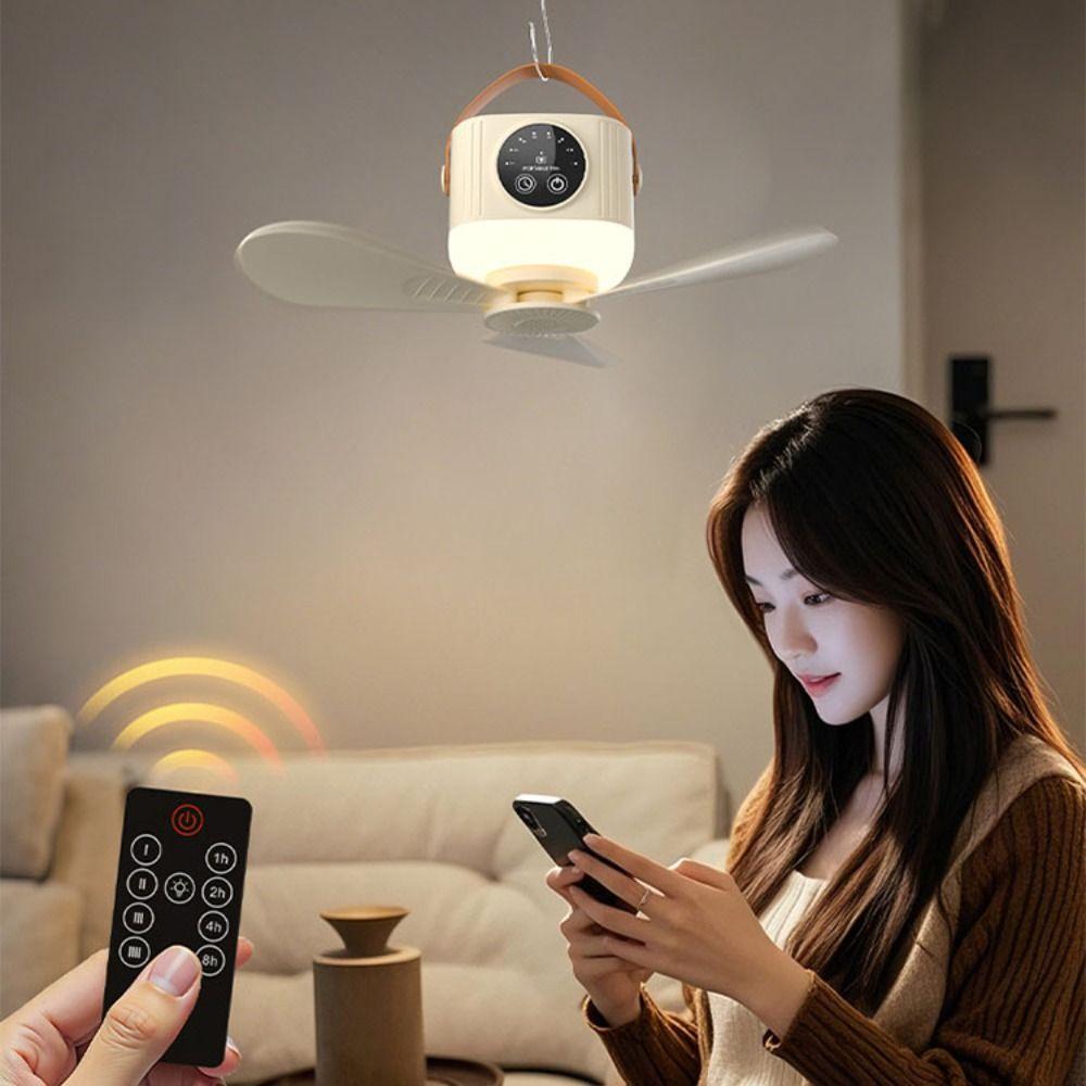 3Gears Ceiling Fans with Lights LED Light Rechargeable Ceiling Fan Portable Air Cooler Camping