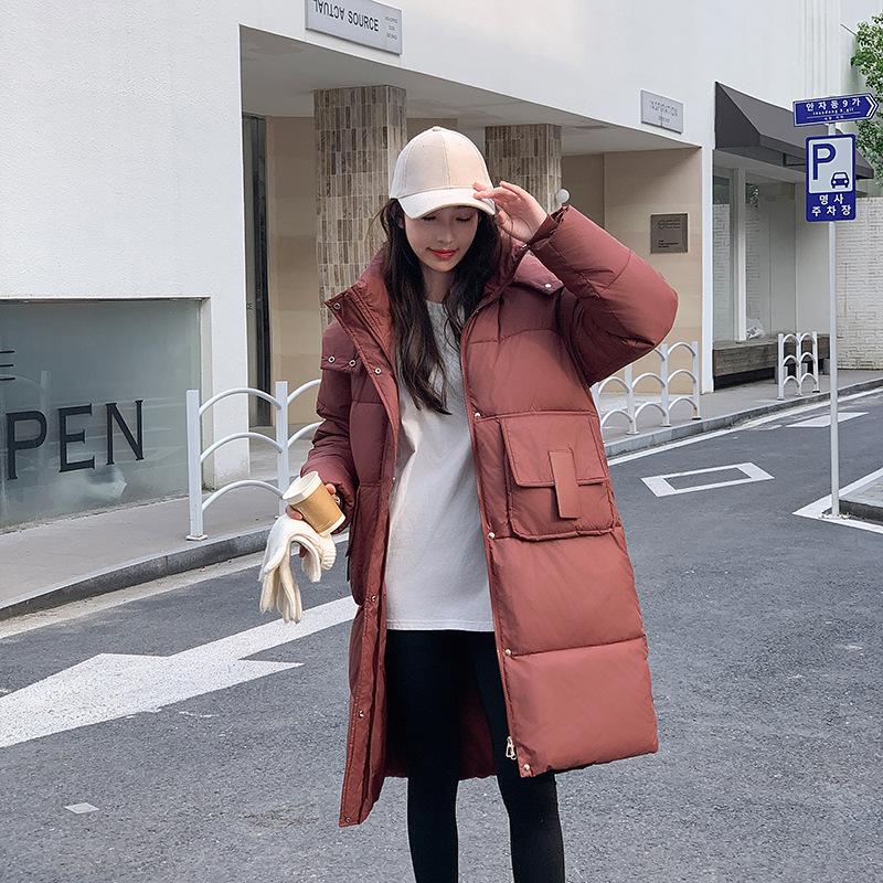 Down and Padded Jacket 2025 Winter New Korean Version of Over-the-knee Long Padded Jacket Women's Loose Thickened Jacket Hooded Cotton Jacket