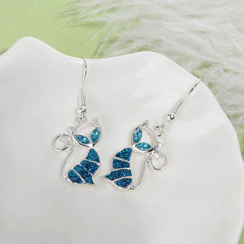 1Pair Exquisite Fashion Elegant Gift Opal Cat Earrings Jewelry Drop Dangle Hook Ear Stud