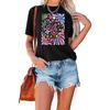 SAUIVD Funny Flower Nurse Shirts for Women Cute Floral Stethoscope Shirt Healthcare Worker Tee Short Sleeve Casual Tees