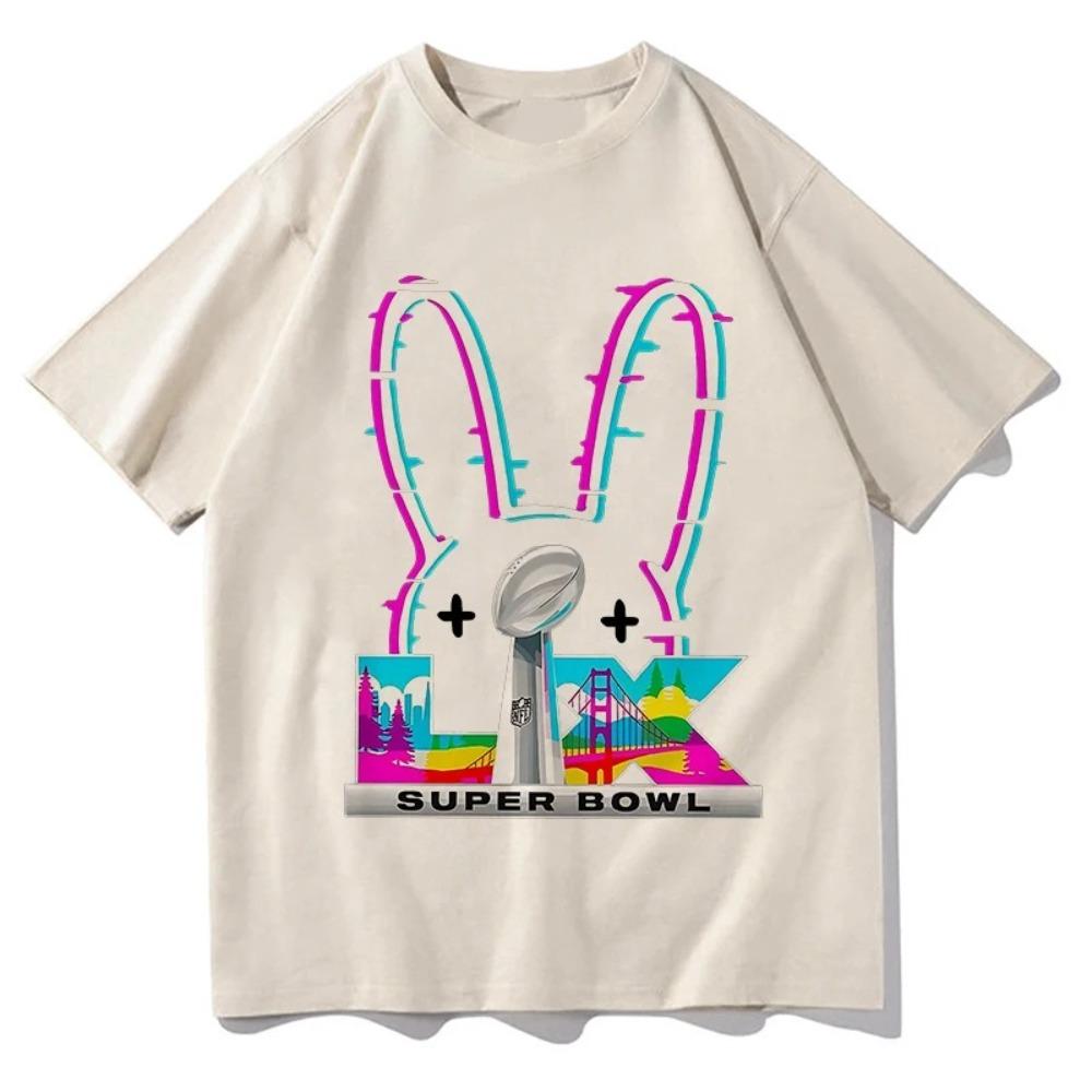 Bad Bunny Super Bowl LIX 2026 Neon Rabbit Oversized T-Shirt, San Francisco NFL Graphic Tee, Unisex Casual Top