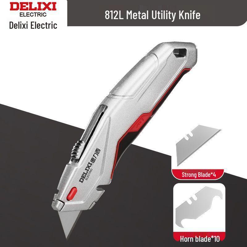 Heavy-Duty Industrial Folding Utility Knife with Thick All-Steel Retractable Blade for Electricians and Cable Work.