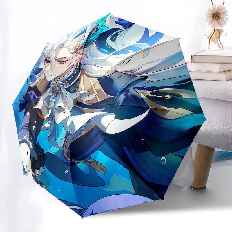 Fantasy Character, Blue Theme- Automatic Opening and Closing, 8-rib Structure Portable Umbrella, Suitable for Men and Women in All Seasons -