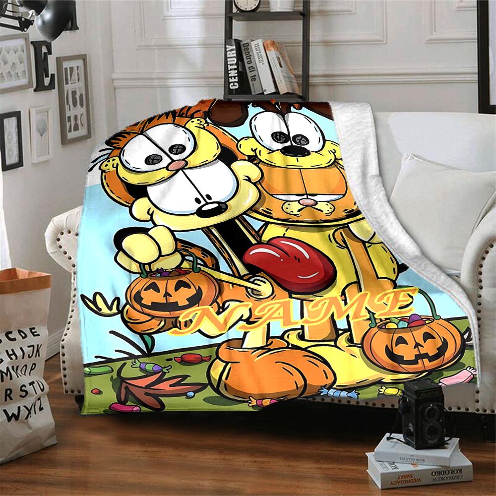 Custom 1pc Garfield Christmas Celebration Blanket, Soft And Comfortable Blanket, Casual Warm, Camping Travel Blanket, Birthday Gift Q91267