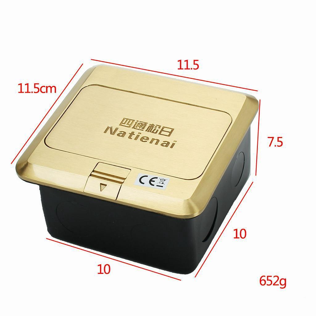 Aluminum Alloy Golden 10A Pops- Up Floor Socket Waterproof Ground Sockets Plug 2 Way Electrical Switches Power Outlet 2500W