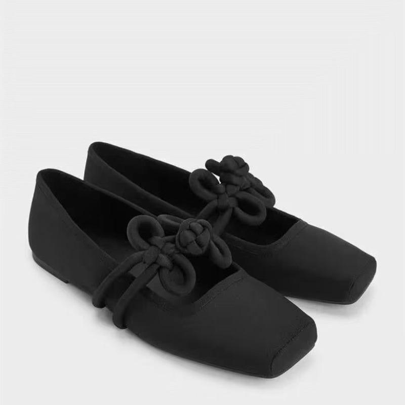 

Дизайнерские женские туфли Мэри Джейн из красного атласа в этническом стиле, модные туфли с неглубоким квадратным носком, весенне-осенние, на мягкой подошве, балетки 40 чёрный