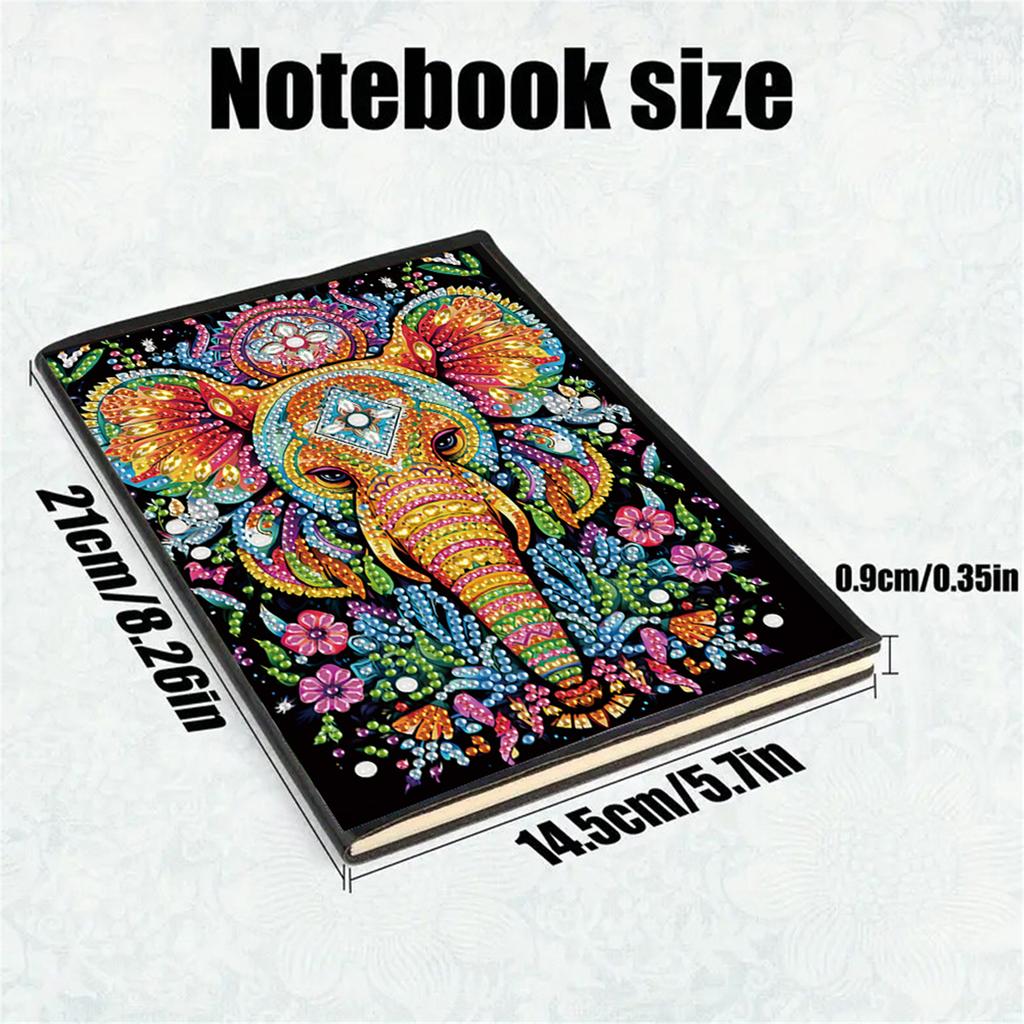 2pcs Partial DIY 50 Pages A5 Diamond Painting Notebook Special Shaped Crystal Painting Notepad for Study Home Office Art Drawing