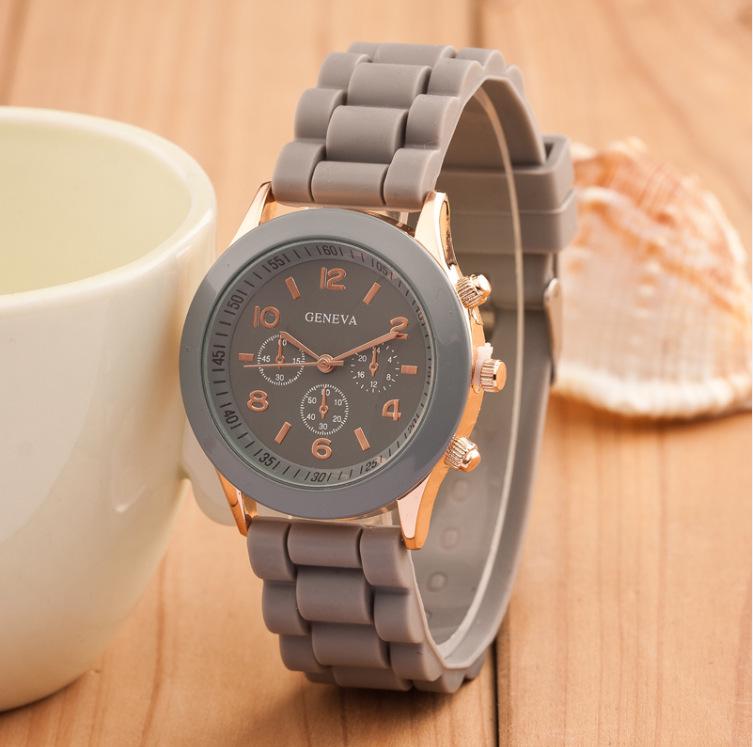 Geneva Three-Eye Silicone Watch: Fashionable Style for Ladies