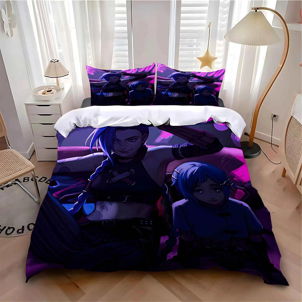 3D Printed Arcane Anime J-JinX 2/3pcs Duvet Cover Pillowcase Bedding Set Twin Full Queen King Size Kids Boy Girl Bedroom Gift