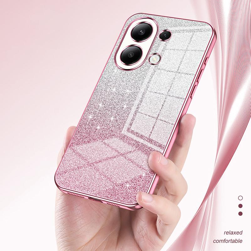 For Xiaomi Redmi Note 13 4G Cell Phone Cases Electroplated Drop Resistant Gradient Glitter TPU Shell