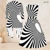 Women Plus Size Two Piece Set Long Sleeve Draped Cardigan Round Neck Sleeveless Tie Waist Flared Dress Black White Printed