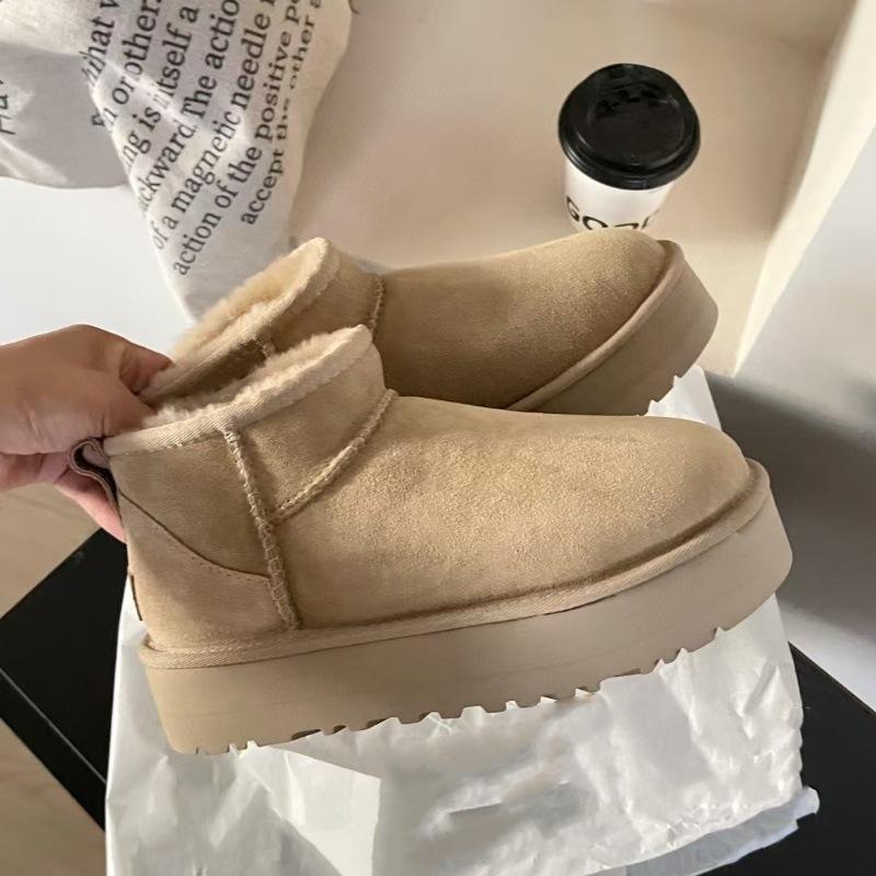 Henan Sangpo Village snow boots fur integrated short tube mini thick-soled muffin mini small short thickened cotton boots
