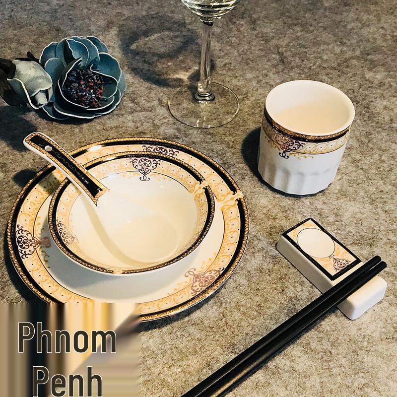 Zhebu Hotel Vienna Gold Bone China Tableware Set