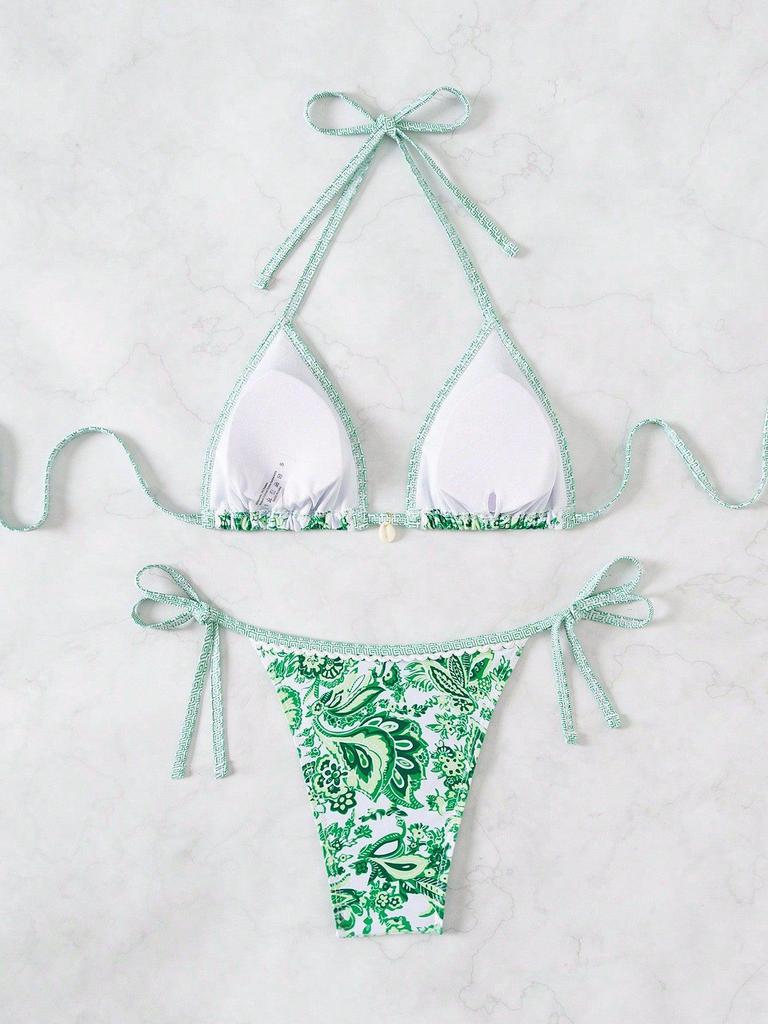 European & American Print Sexy Tie-up Bikini Set (2025)