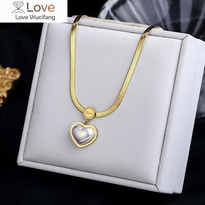 Edelstahl Gold Farbe Perle Herz Anhänger Halskette Für Frauen Trendy Party Geschenk Mode Schmuck collier femme