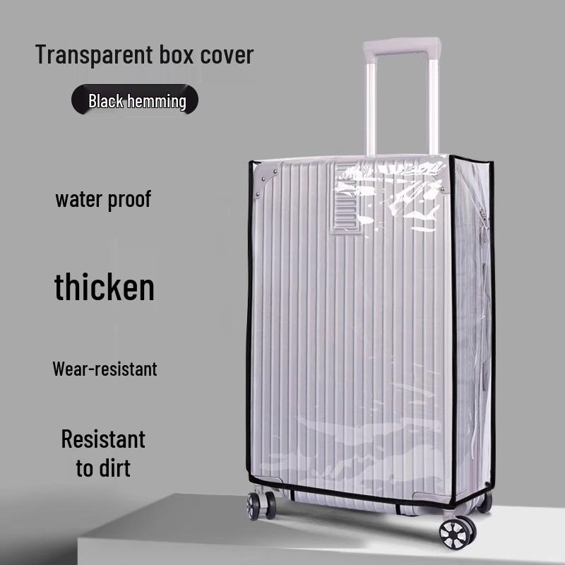 Clear Suitcase Cover with Black Trim - Thickened Protective Trolley Case Cover