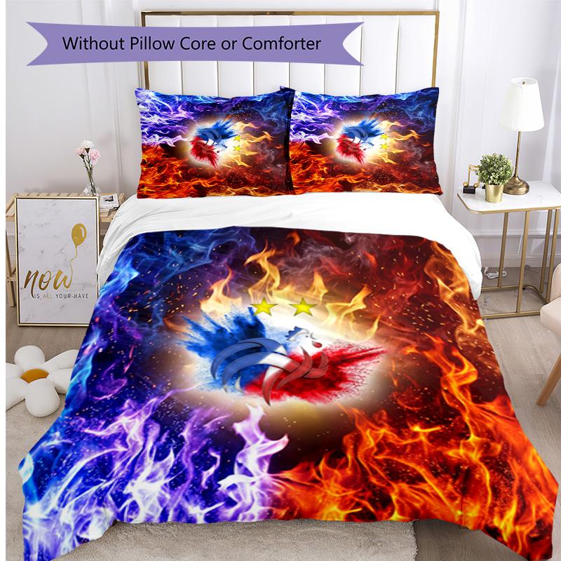 France Football Printed Bedding 3 Piece Set Cozy Breathable Bed Cover Set As Housewarming Holiday Gift