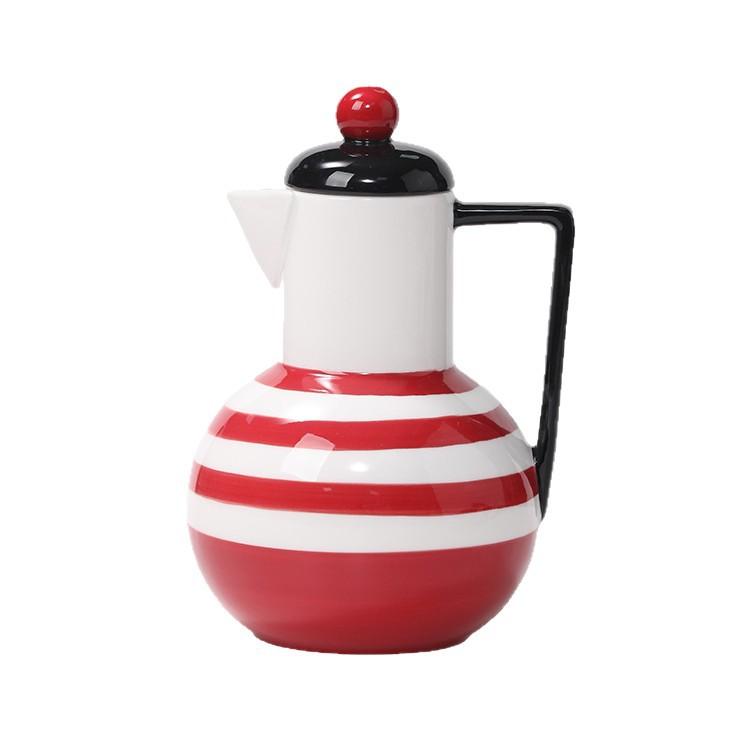 Gestreiftes Wasserset, Keramikkessel für heiß und kalt, Haushalt Hochtemperaturbeständige Teetassen-Kombination Geschenkbox, Speziell für nordischen Stil