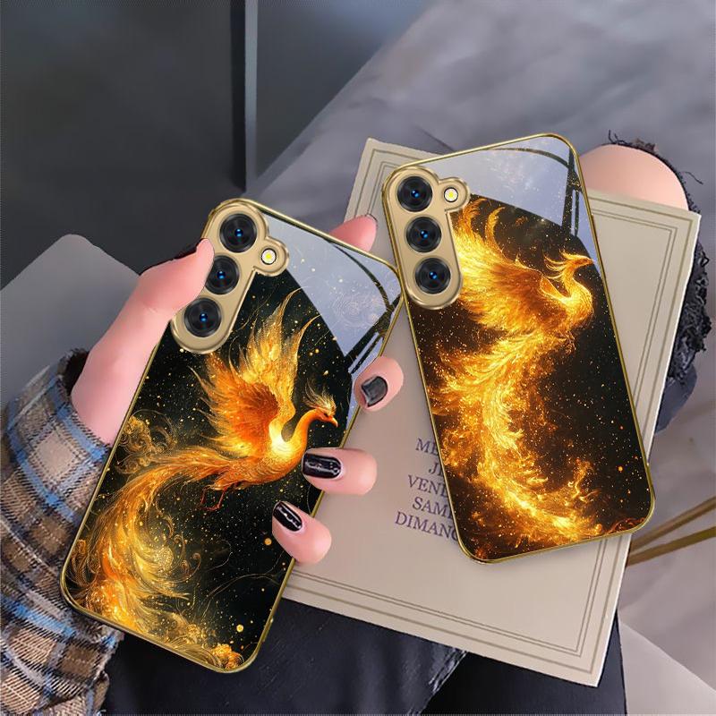 Golden Phoenix Nirvana For Samsung Galaxy S26 S20 FE S21 S22 S23 Plus S24 Ultra S25Ultra S21+  S22Plus Golden Glass Phone Case